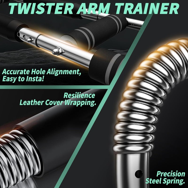 Holifada Twister Arm Trainer,40-100lb Adjustable Chest Workout Device,Portable Power Twister Bar,Twist Arm Trainer,Forearm Strengthener Exerciser Spring Resistance for Home Fitness - Image 5